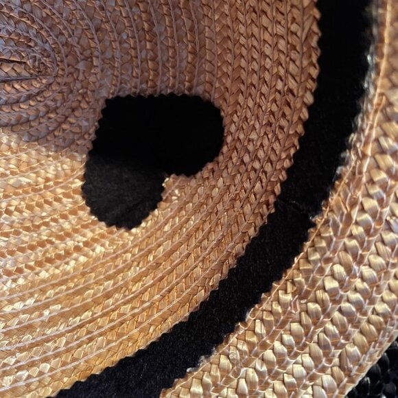 Vintage Black & Natural Straw Cloche Hat With Bow - Picture 3 of 8